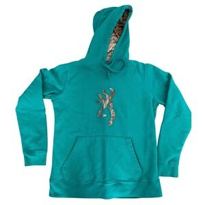 Browning Teal Camo Lined Hoodie Sweatshirt Women's Size Large